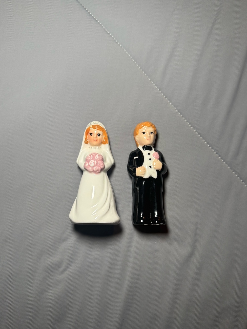 Bride and Groom Wedding Ceramic Salt and Pepper Shakers White and Black